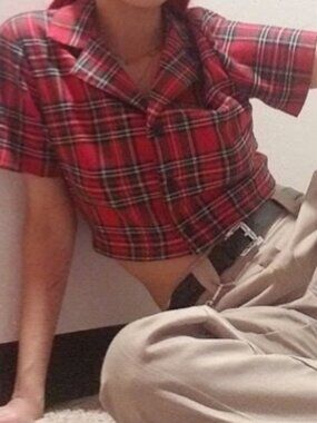 John Galt Red Plaid Button Front Top Preppy Brandy Style Brandy Melville